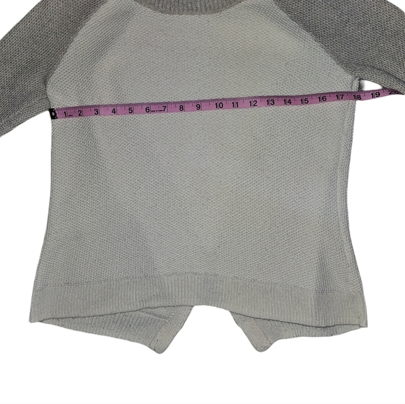 Madewell Colorblock Waffle Knit Cross-Back Sweater Heather Moonstone Sz XS - Picture 14 of 16